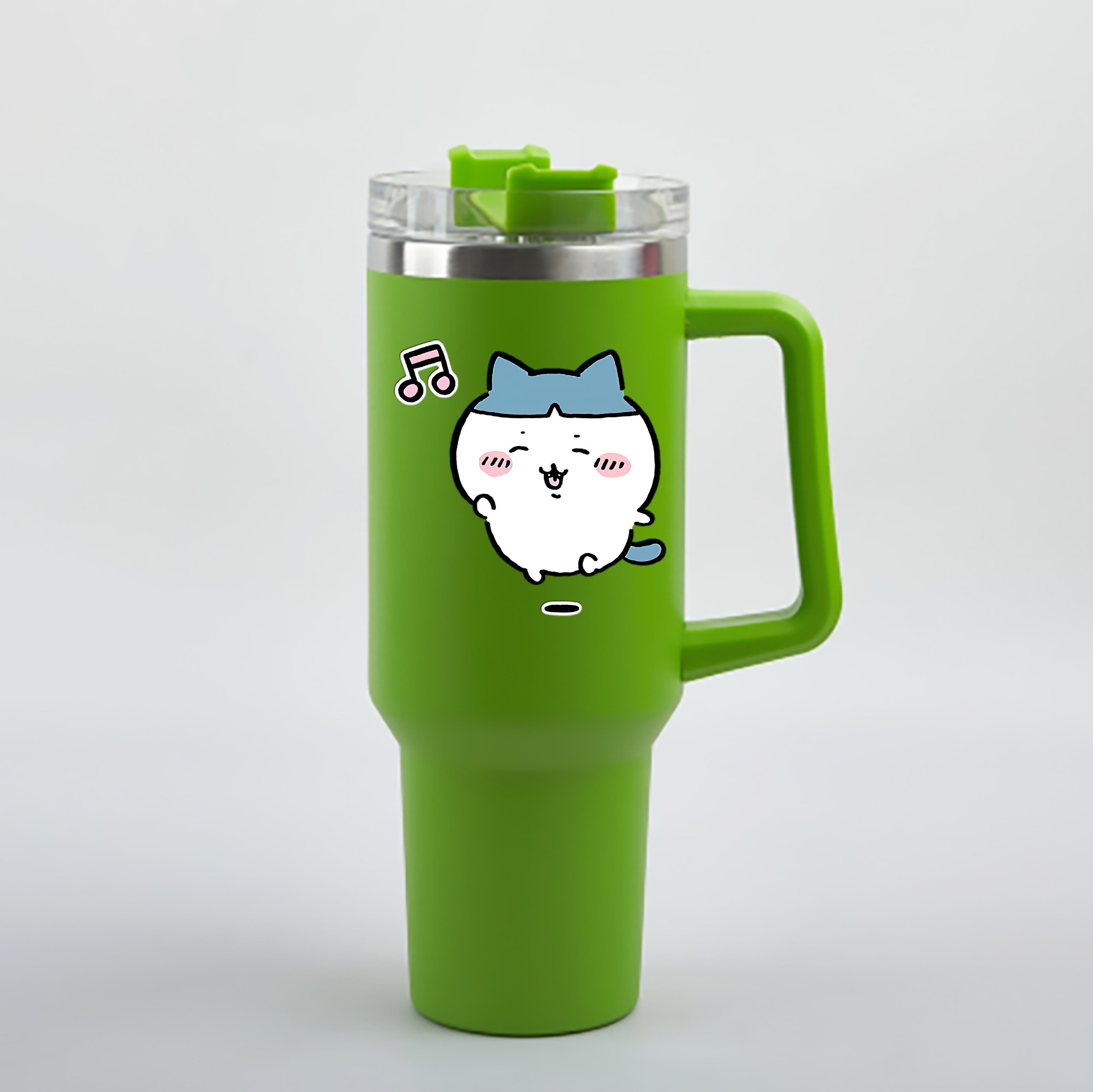 （画像用） ちいかわ ハチワレ Chii-kawa hachiware 1200mL車用タンブラー - クリスタルステッカー（プラスチックストロー付き）